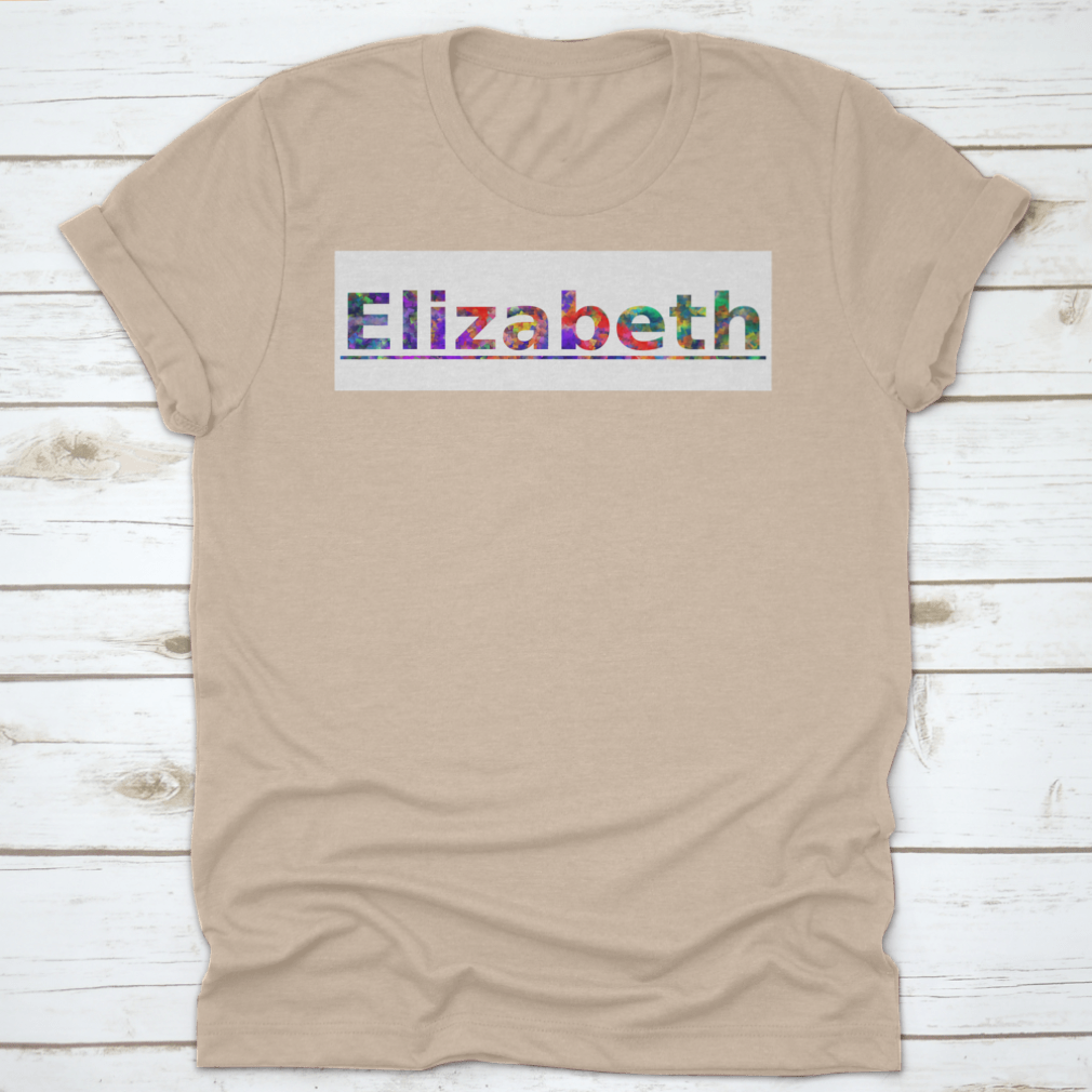 Colorful typography t-shirt featuring Elizabeth A City Name in New Jersey, made from 100% cotton with a classic fit.