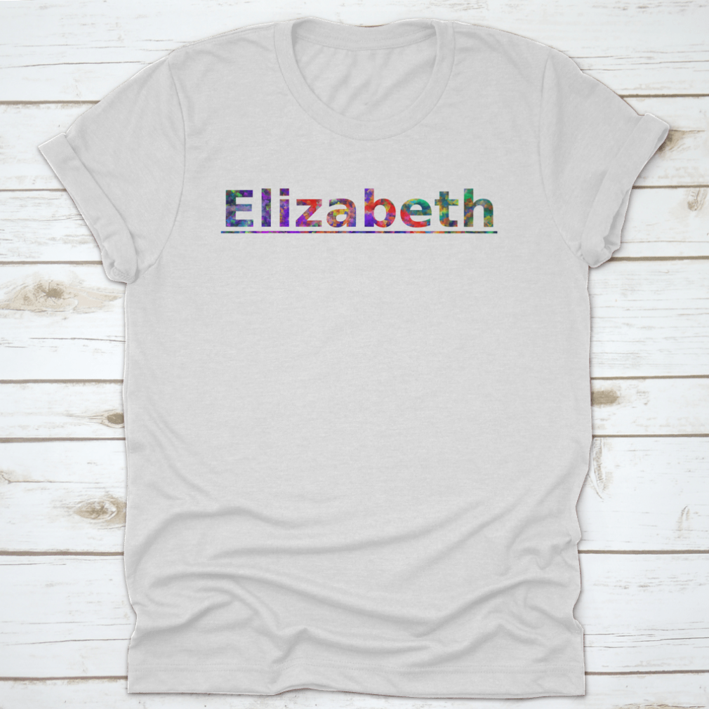 Colorful typography t-shirt featuring Elizabeth A City Name in New Jersey, made from 100% cotton with a classic fit.