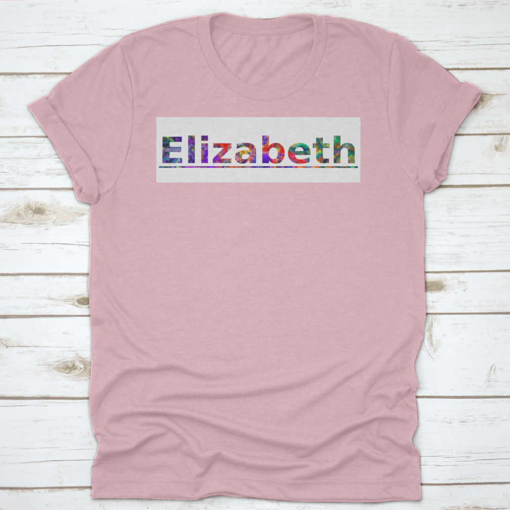 Colorful typography t-shirt featuring Elizabeth A City Name in New Jersey, made from 100% cotton with a classic fit.