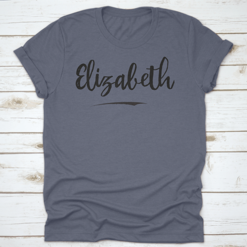 A stylish Elizabeth Baby Girl Name Shirt featuring text lettering design, made from soft cotton fabric, perfect for infants.