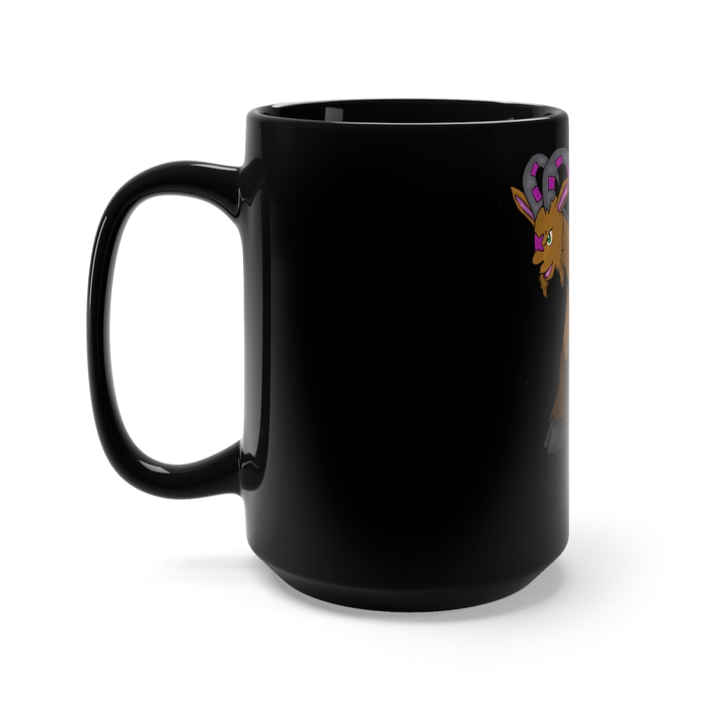 Elkwok Black Mug 15oz featuring a sleek black ceramic design with rounded corners and a comfortable C-handle.