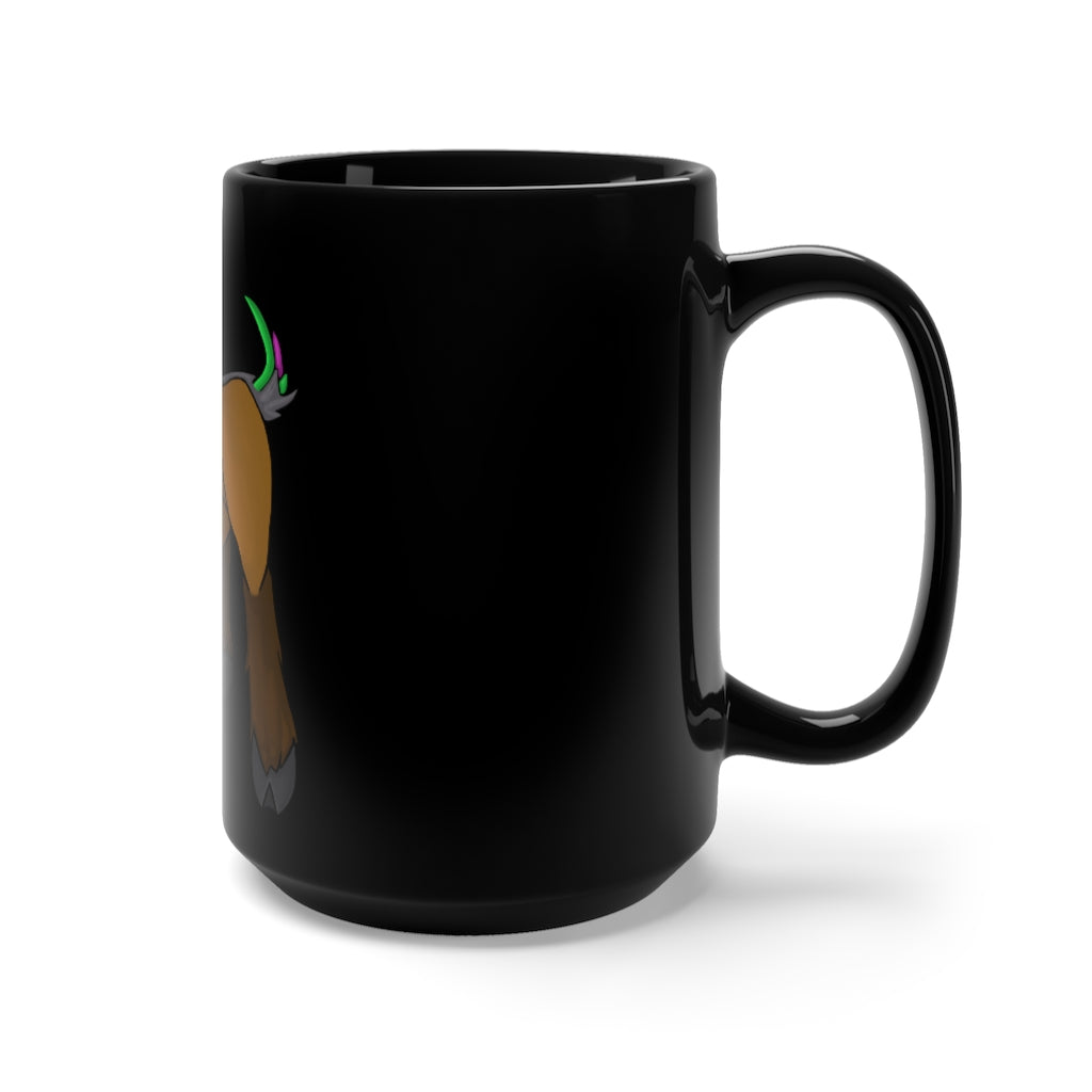 Elkwok Black Mug 15oz featuring a sleek black ceramic design with rounded corners and a comfortable C-handle.