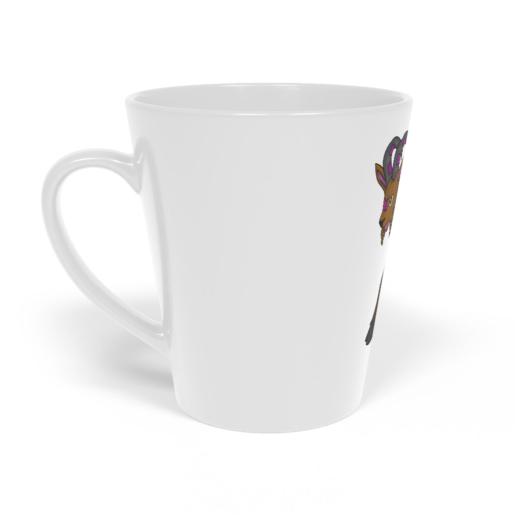 Elkwok Latte Mug, 12oz, featuring a durable white ceramic body and easy-grip handle, perfect for personalized beverages.