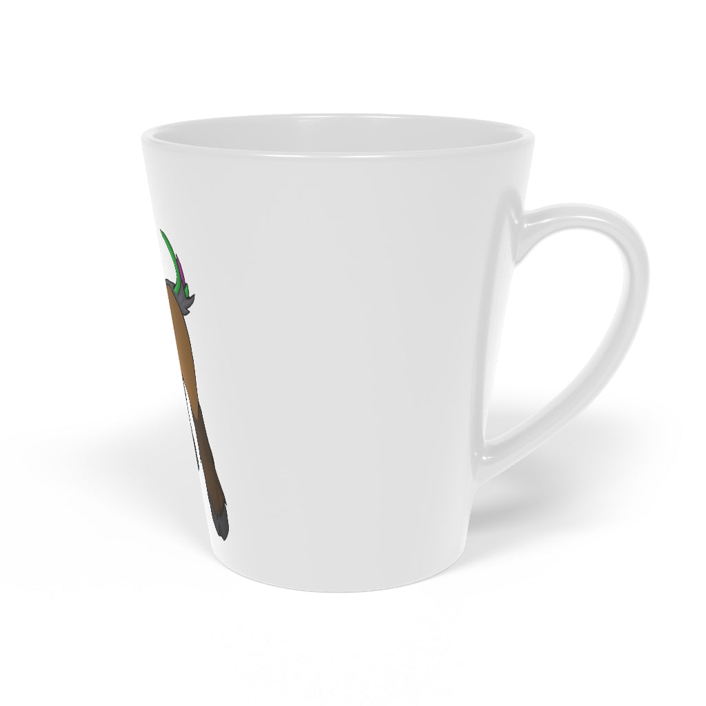 Elkwok Latte Mug, 12oz, featuring a durable white ceramic body and easy-grip handle, perfect for personalized beverages.