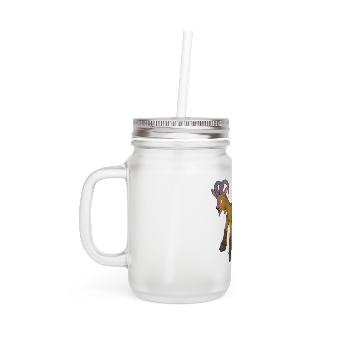 Elkwok Mason Jar with straw and lid, showcasing a frosted glass design perfect for personalized printing.