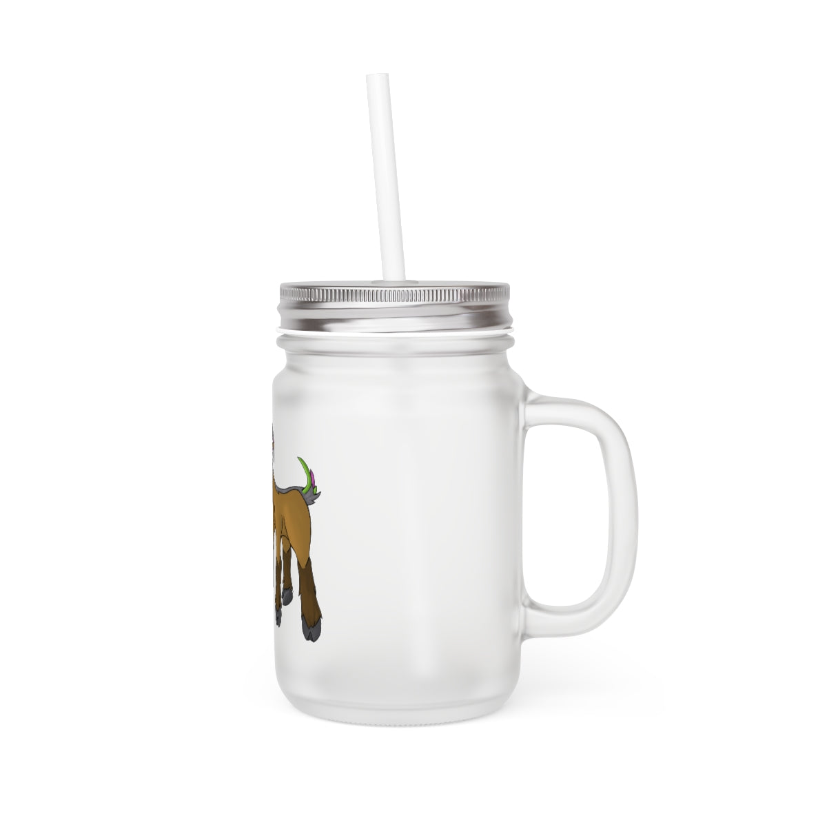 Elkwok Mason Jar with straw and lid, showcasing a frosted glass design perfect for personalized printing.