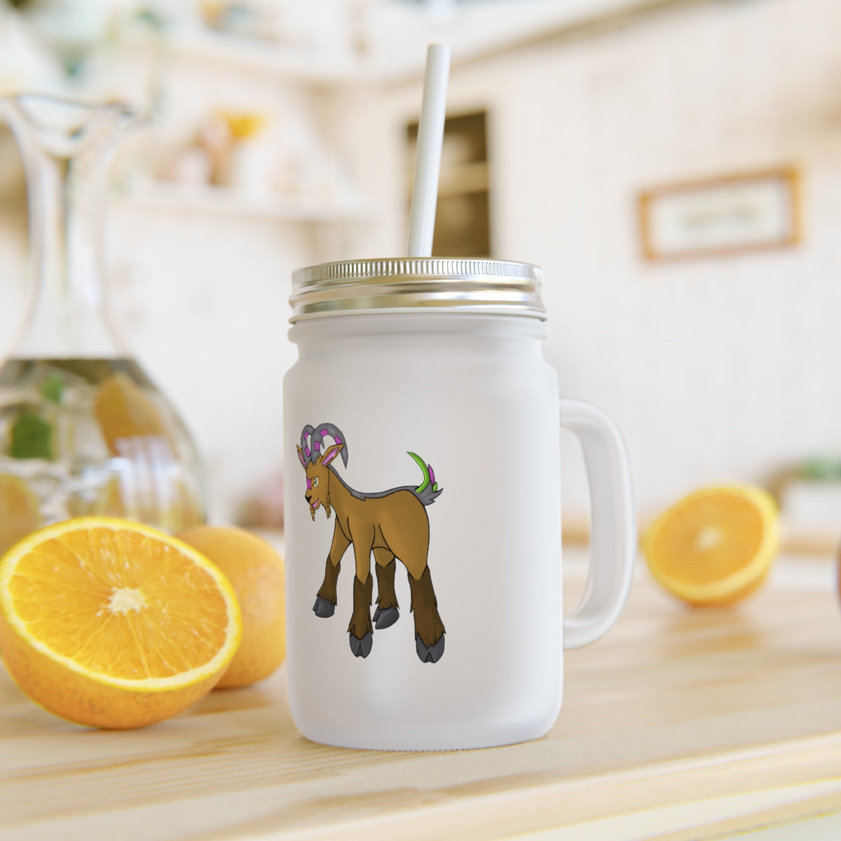 Elkwok Mason Jar with straw and lid, showcasing a frosted glass design perfect for personalized printing.