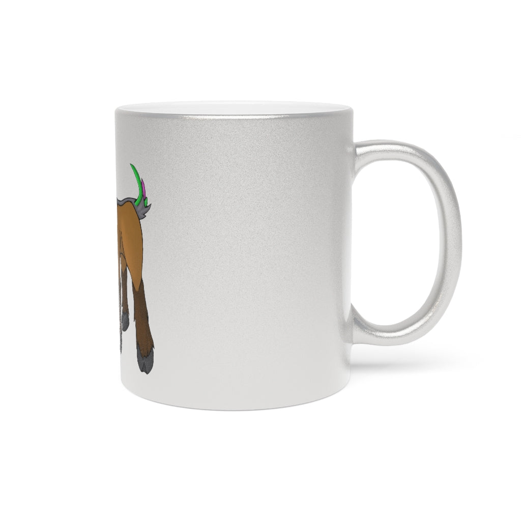 Elkwok Metallic Mug in Silver and Gold with customizable design options, showcasing a C-handle and ceramic material.