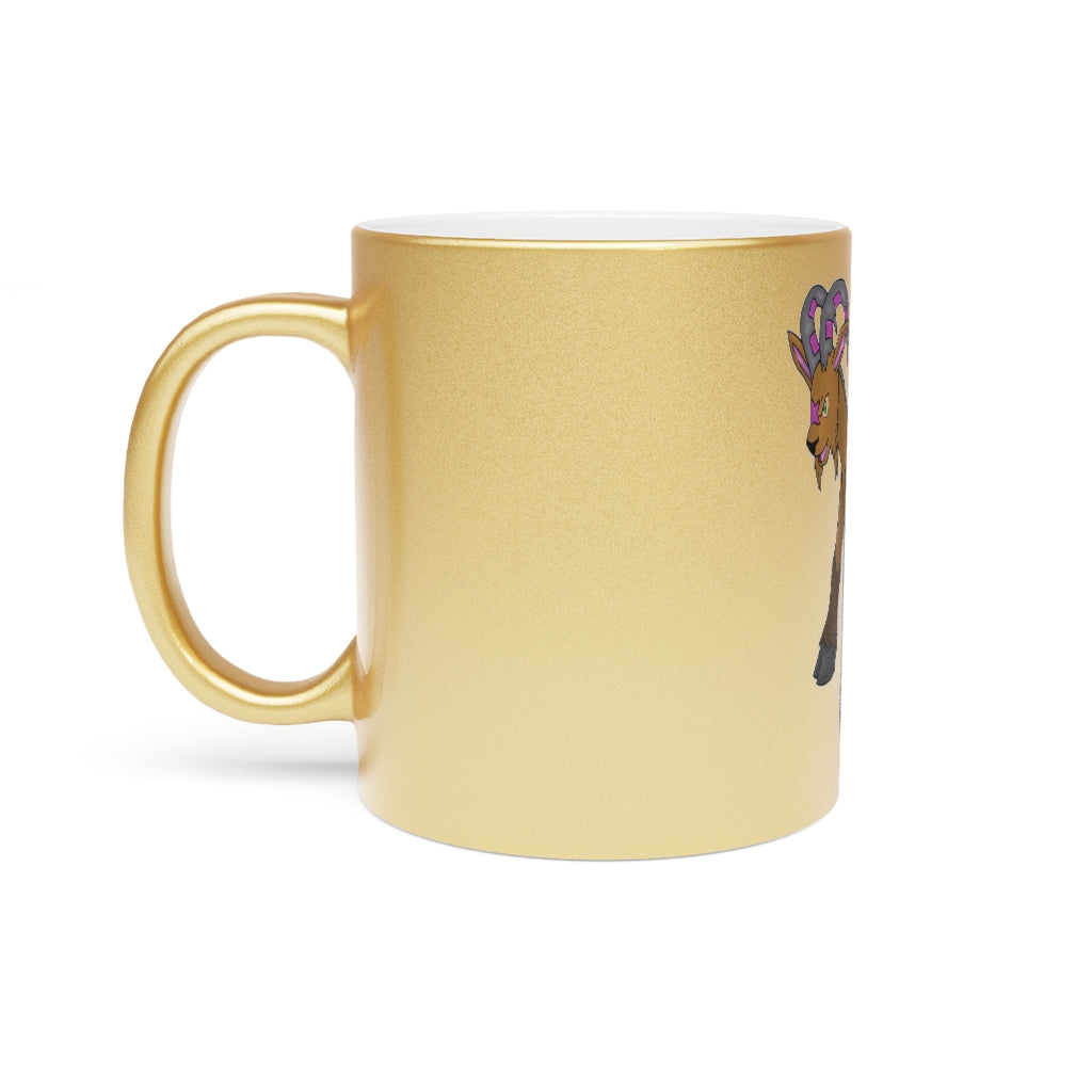 Elkwok Metallic Mug in Silver and Gold with customizable design options, showcasing a C-handle and ceramic material.