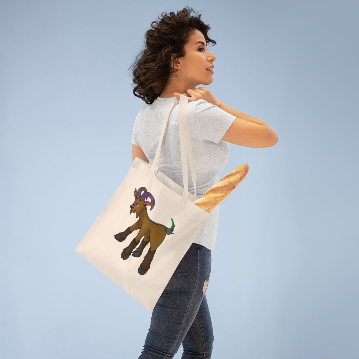 Elkwok Tote Bag made of 100% cotton with long handles and cross stitching, available in multiple colors.