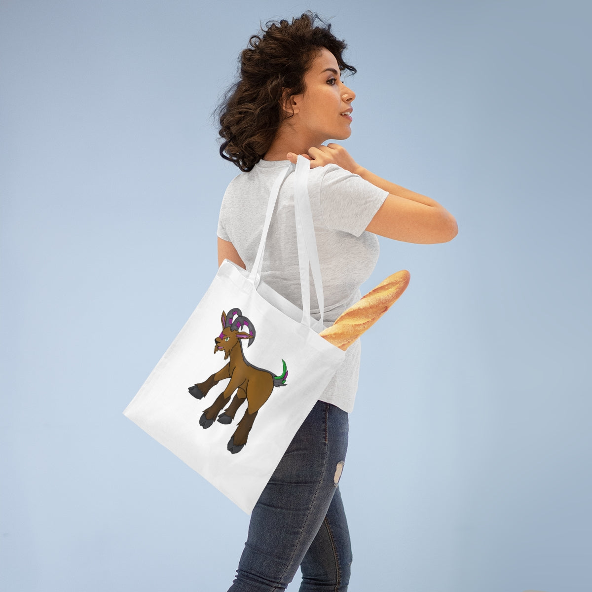 Elkwok Tote Bag made of 100% cotton with long handles and cross stitching, available in multiple colors.