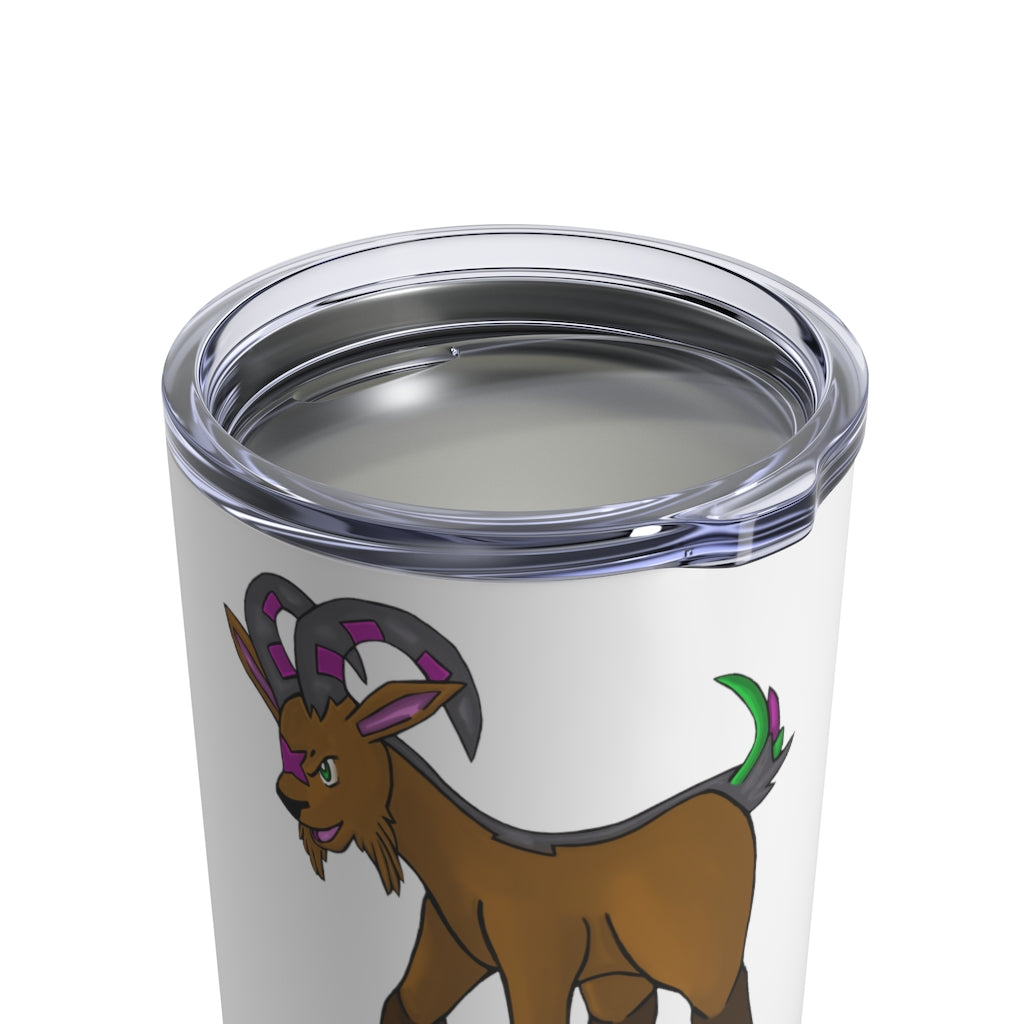 Elkwok Tumbler 10oz in stainless steel with a see-thru plastic lid, showcasing its sleek design and rounded corners.