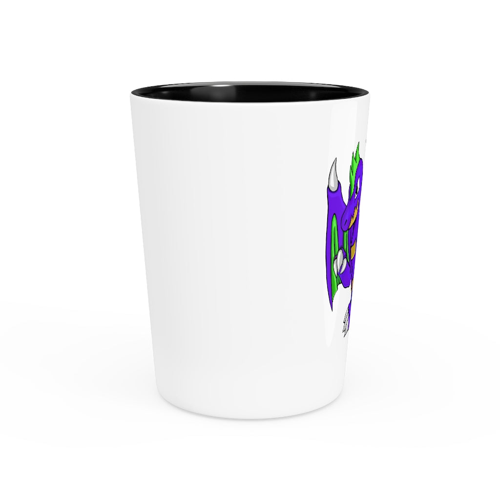 Personalized Emiletas Shot Glass with white ceramic exterior and customizable interior options.