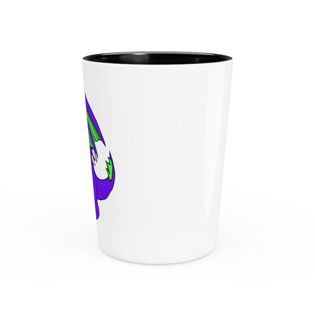 Personalized Emiletas Shot Glass with white ceramic exterior and customizable interior options.