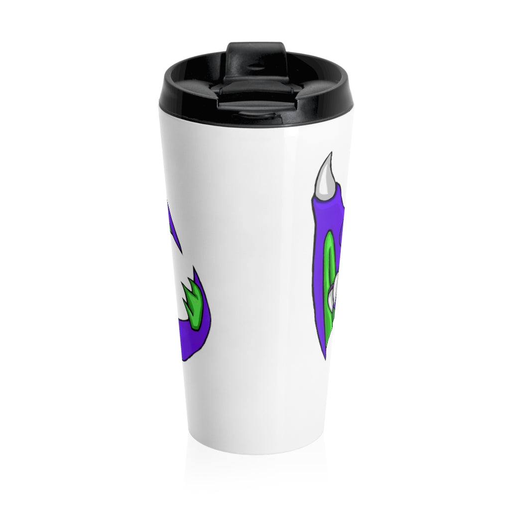 Emiletas Stainless Steel Travel Mug with black plastic lid, showcasing its sleek design and vibrant sublimation printing.