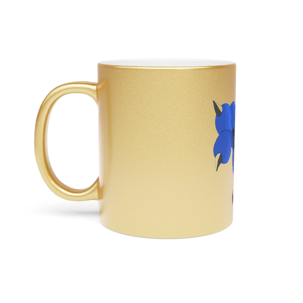 Empeor Metallic Mug in Silver and Gold with customizable designs, showcasing a shiny ceramic finish and comfortable C-handle.