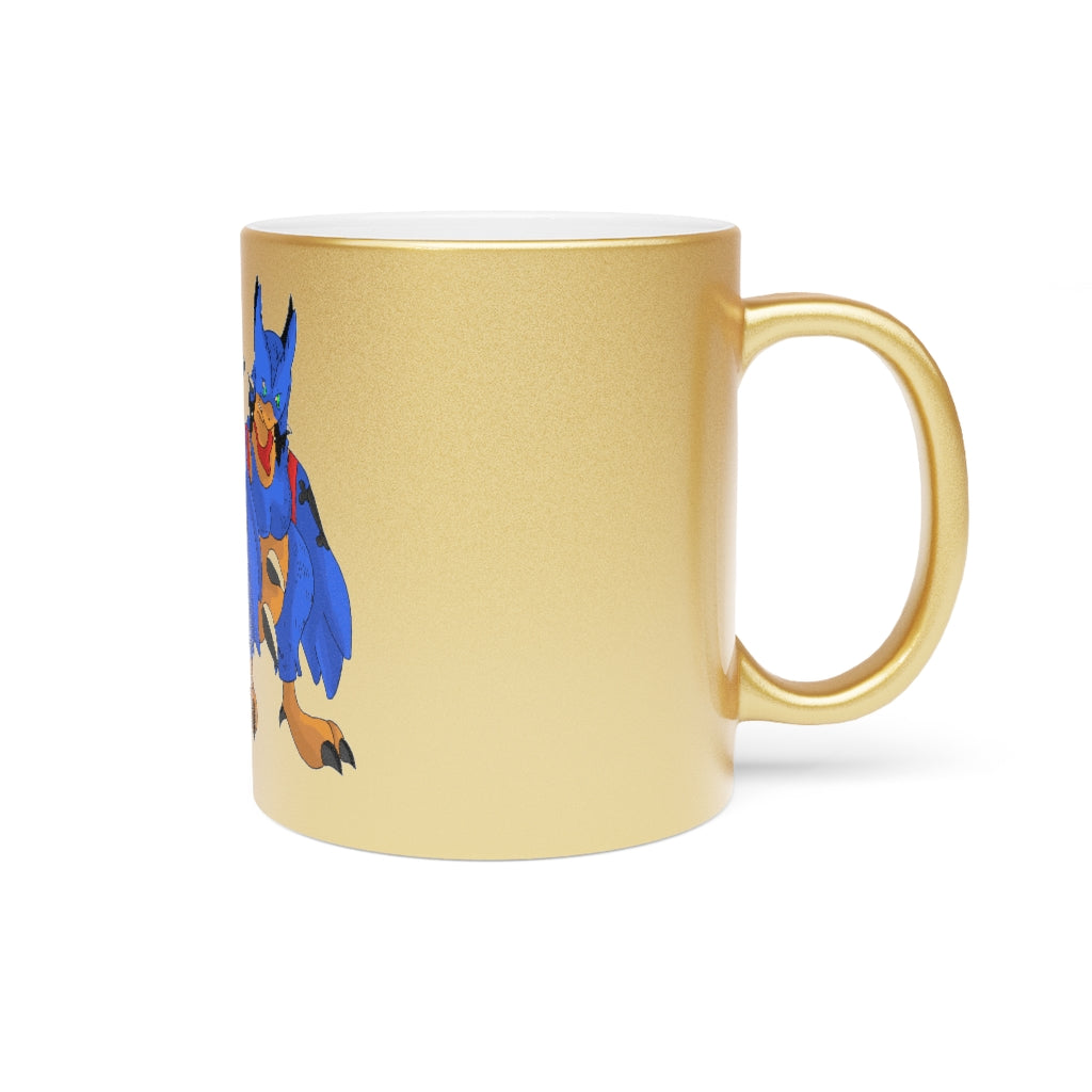 Empeor Metallic Mug in Silver and Gold with customizable designs, showcasing a shiny ceramic finish and comfortable C-handle.