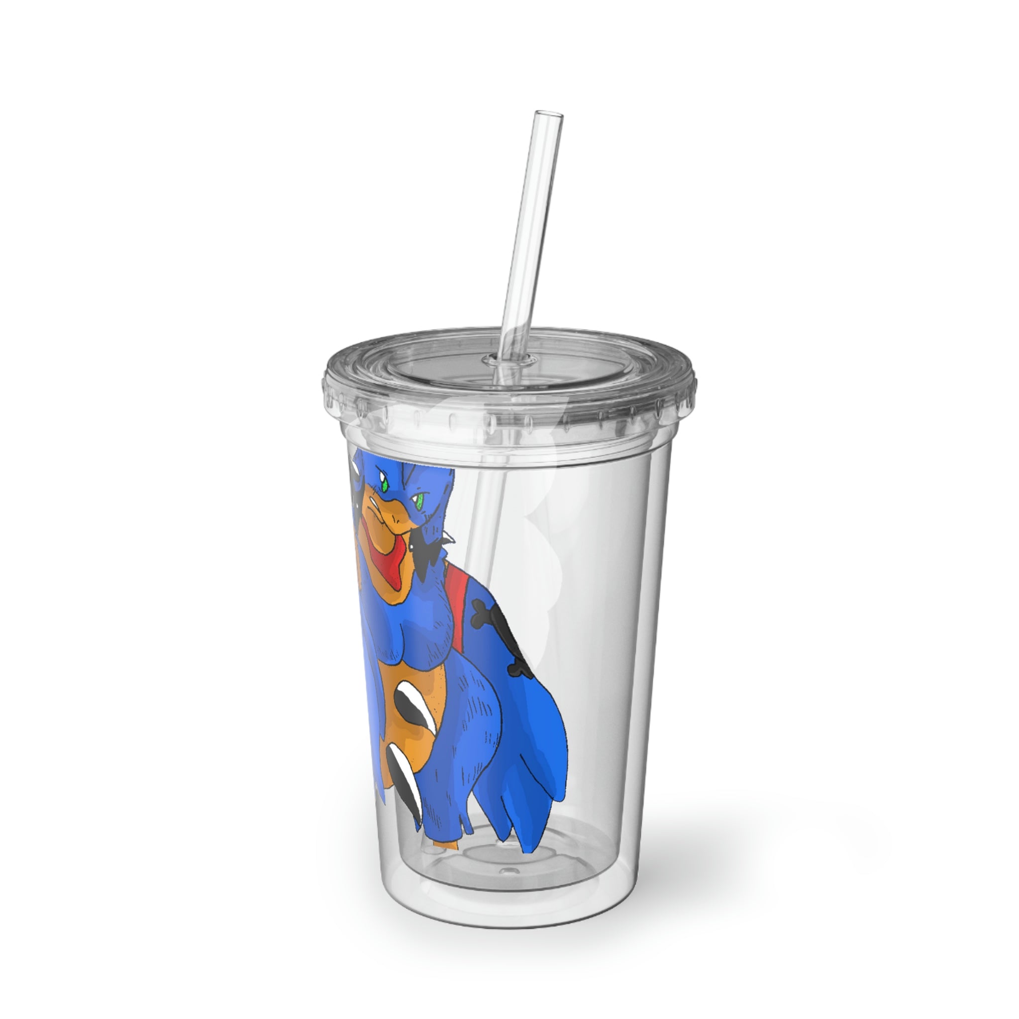 Empeor Suave Acrylic Cup in stainless steel with a black plastic straw, showcasing a customizable design.