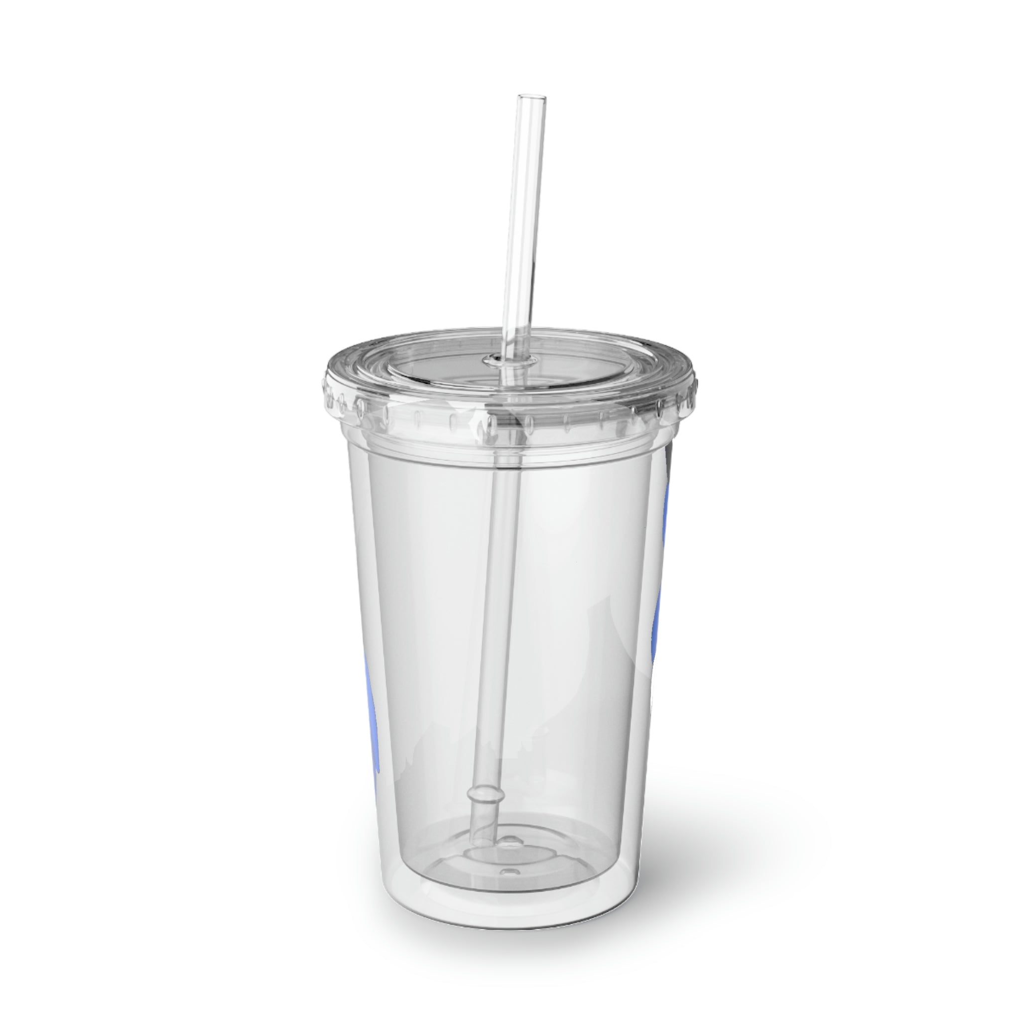 Empeor Suave Acrylic Cup in stainless steel with a black plastic straw, showcasing a customizable design.