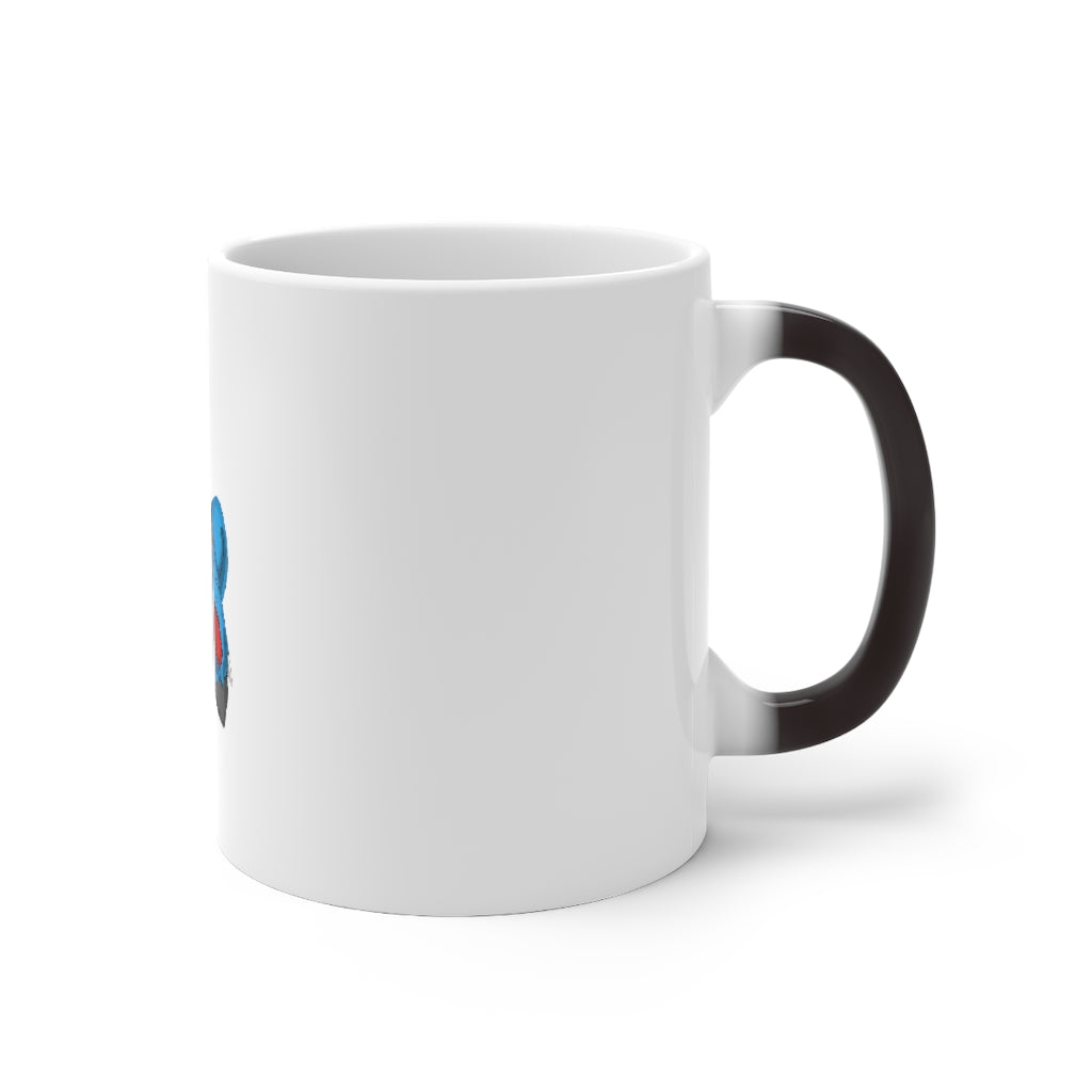 Empress Color Changing Mug showcasing its vibrant color transformation with a C-handle design, available in 11oz and 15oz sizes.