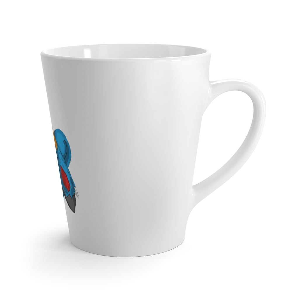 A stylish white ceramic Empress Latte Mug with rounded corners and a C-handle, perfect for enjoying lattes.