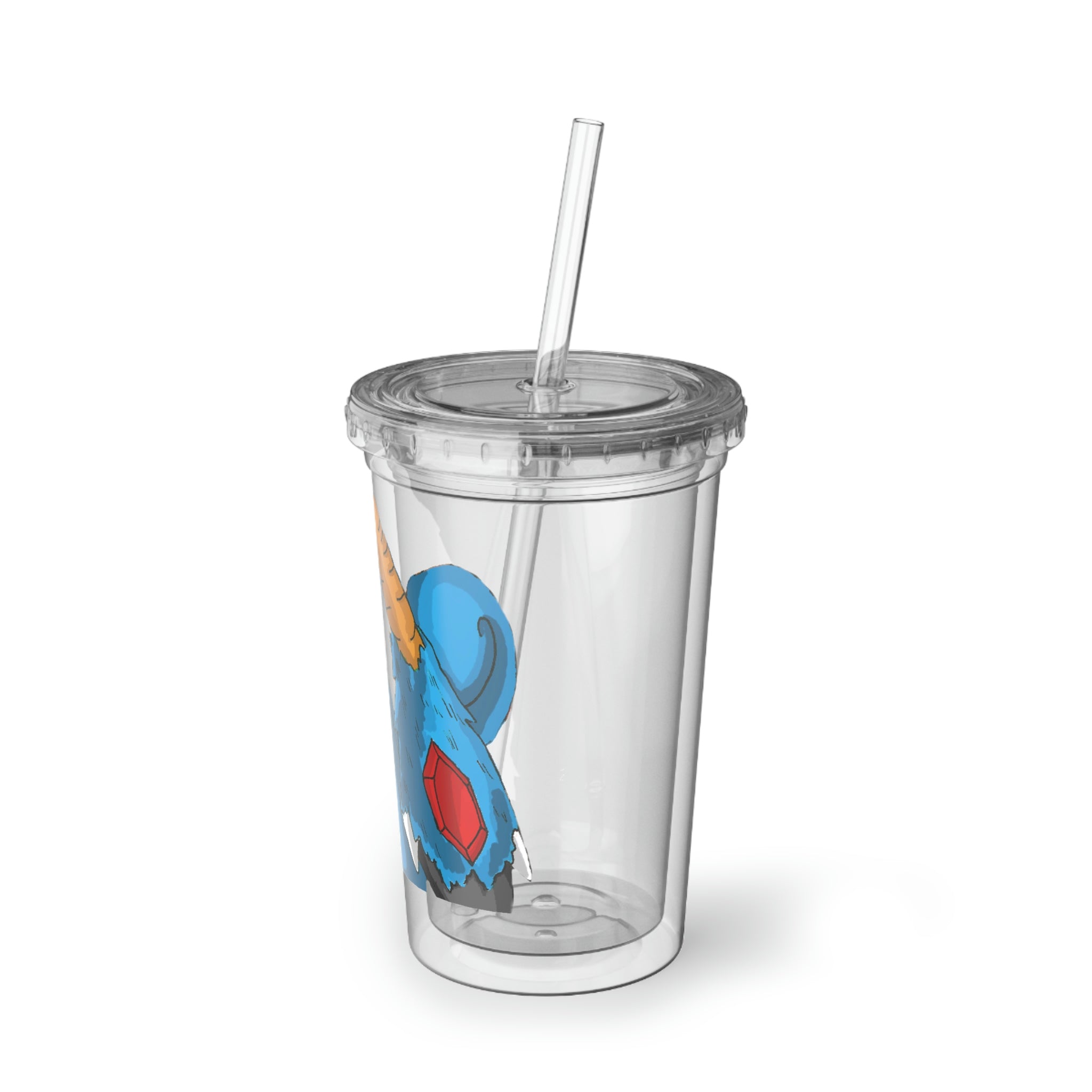 Empress Suave Acrylic Cup in stainless steel with a black plastic cap and straw, showcasing a customizable design.