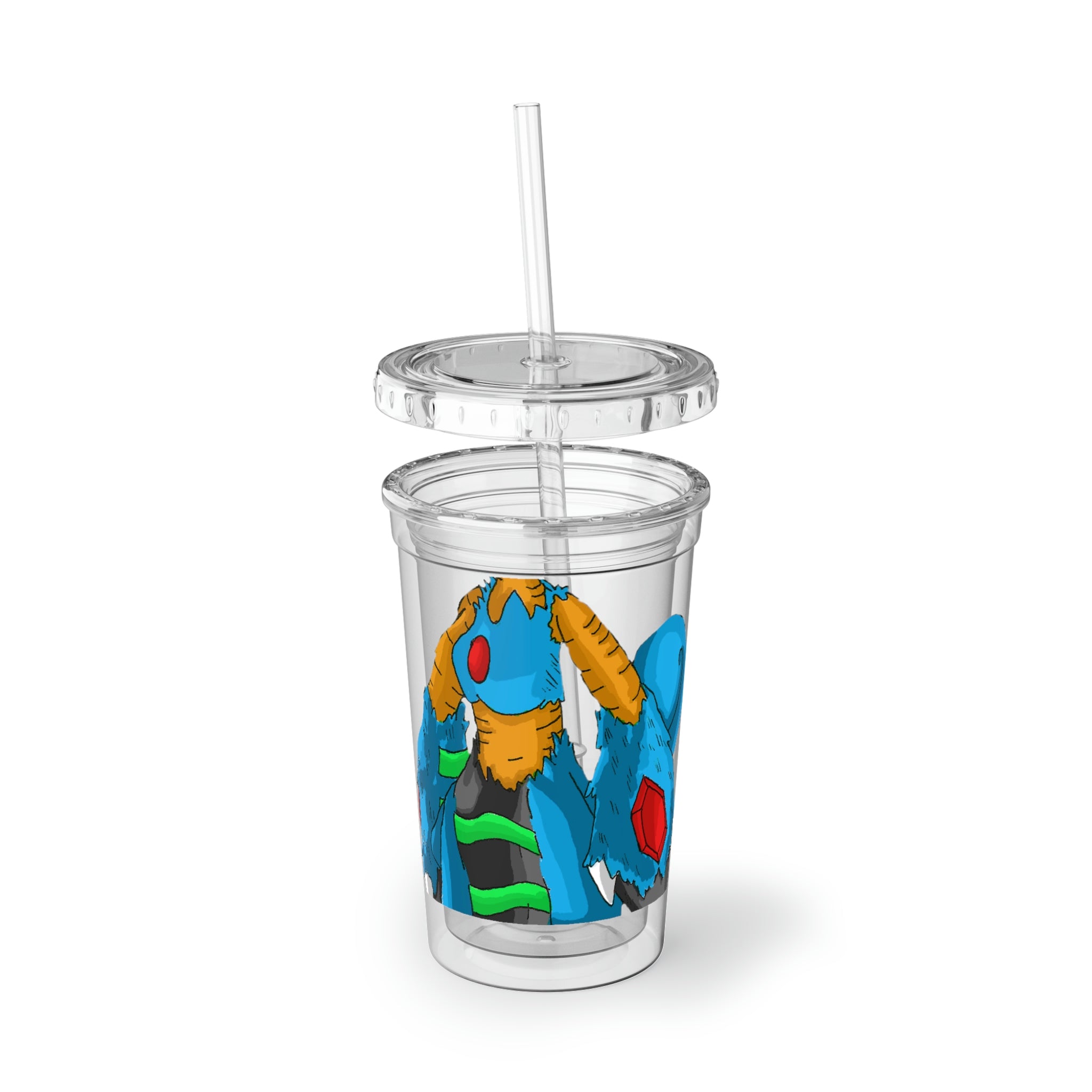 Empress Suave Acrylic Cup in stainless steel with a black plastic cap and straw, showcasing a customizable design.