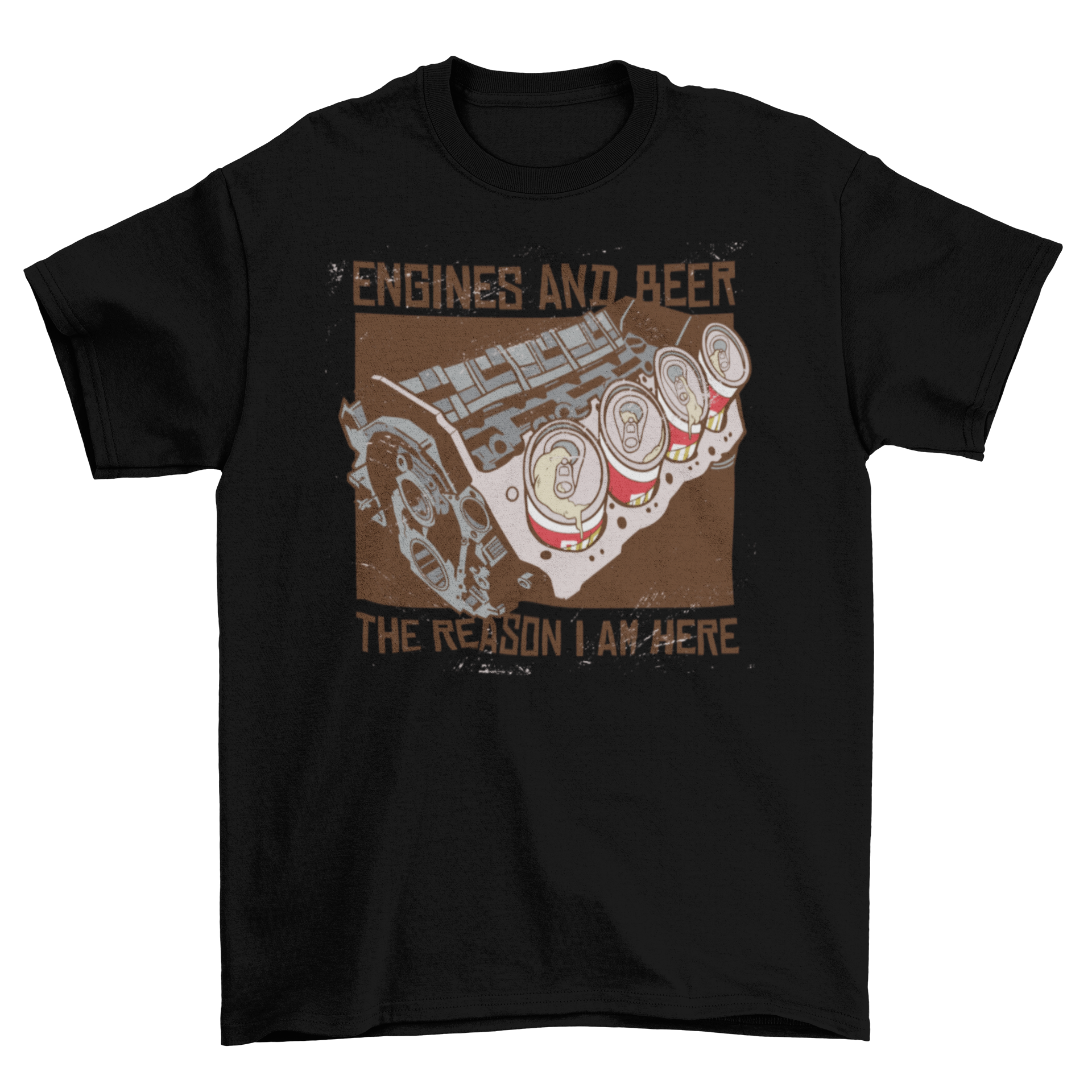 Engines and Beer t-shirt featuring a catchy quote in bold letters on a casual tee.