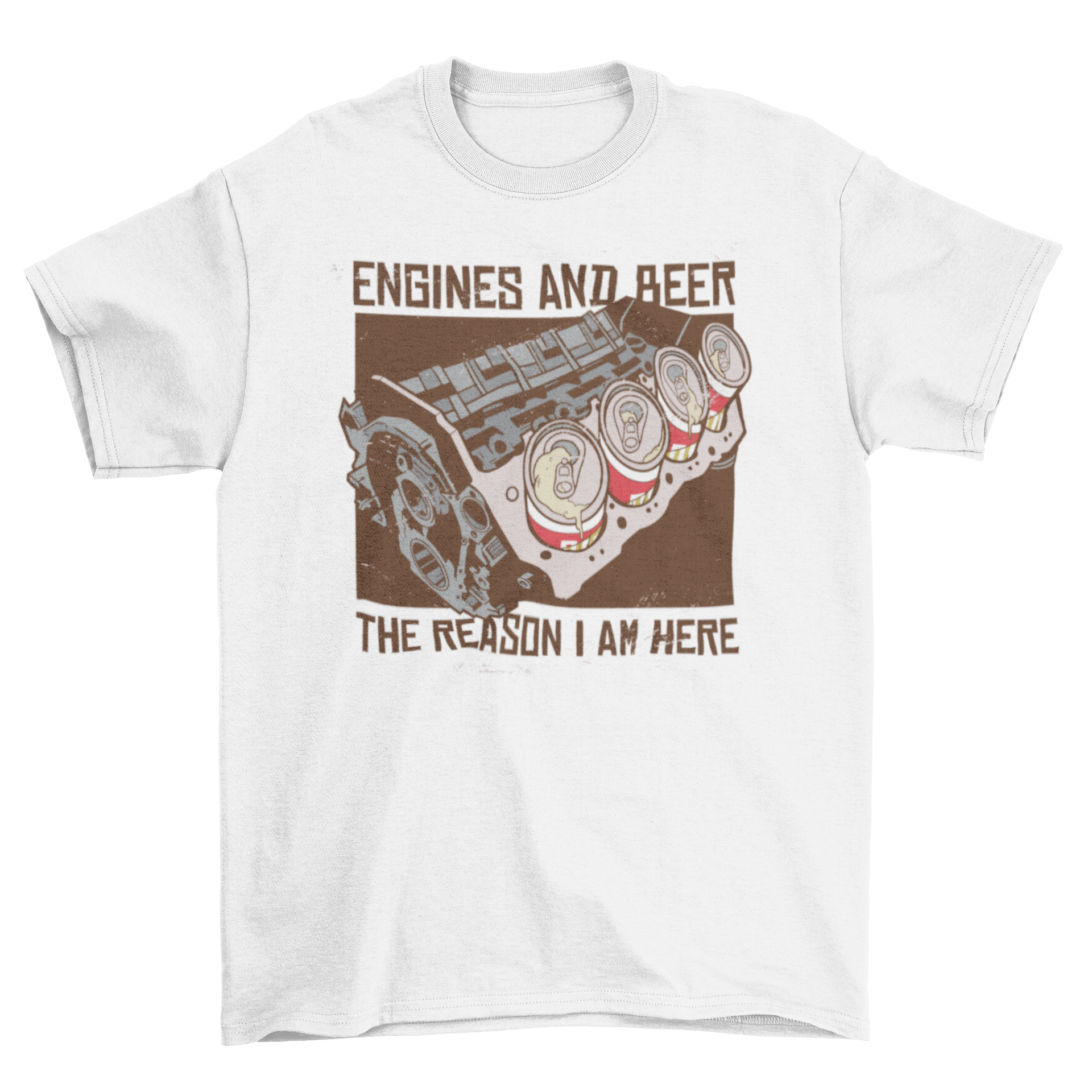 Engines and Beer t-shirt featuring a catchy quote in bold letters on a casual tee.