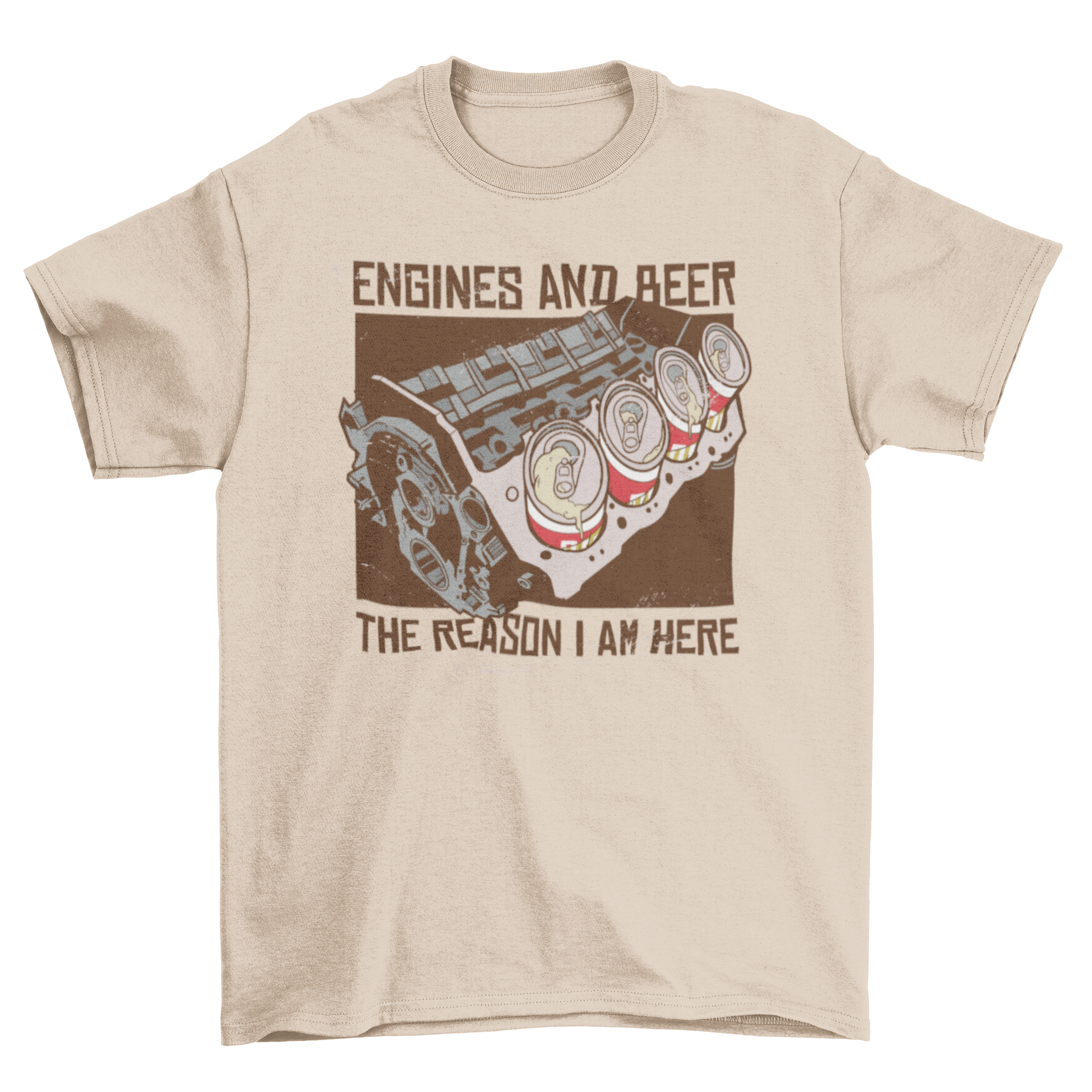 Engines and Beer t-shirt featuring a catchy quote in bold letters on a casual tee.