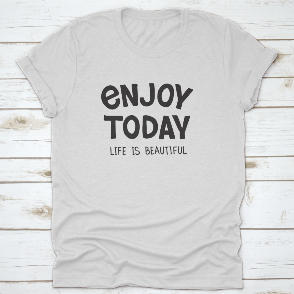 Enjoy Today Hand Drawn Typography Poster featuring vibrant colors and artistic lettering, perfect for home decor.