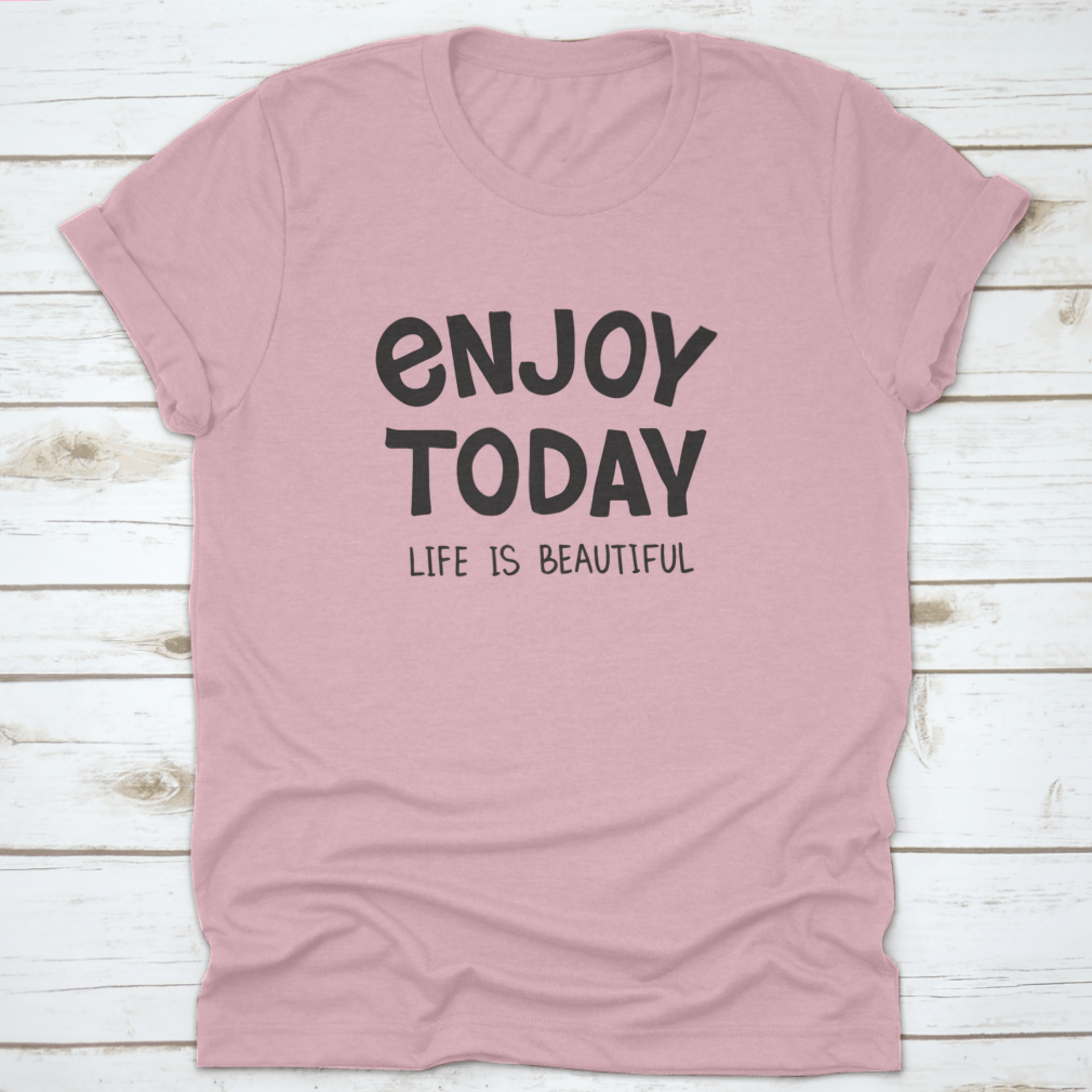 Enjoy Today Hand Drawn Typography Poster featuring vibrant colors and artistic lettering, perfect for home decor.