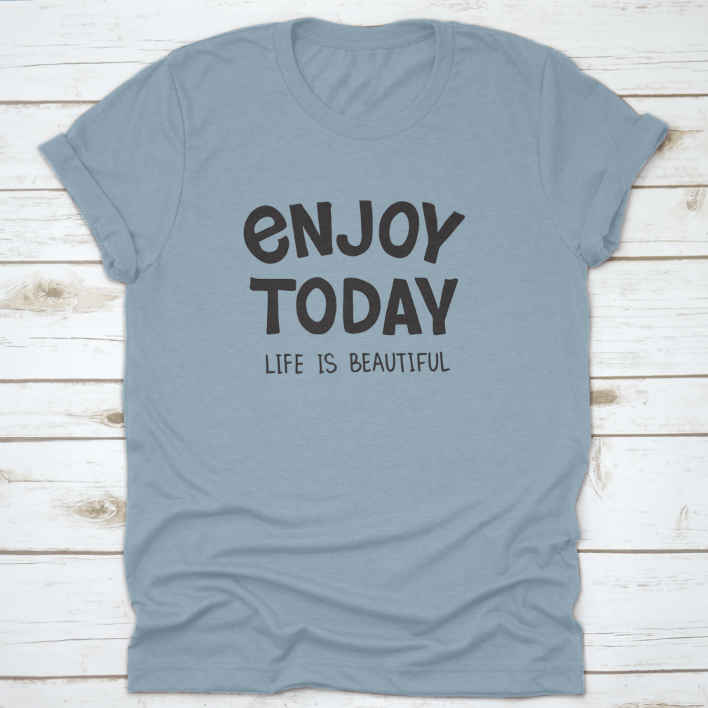 Enjoy Today Hand Drawn Typography Poster featuring vibrant colors and artistic lettering, perfect for home decor.