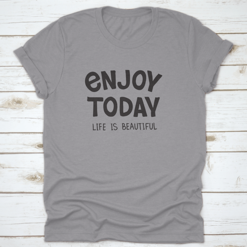 Enjoy Today Hand Drawn Typography Poster featuring vibrant colors and artistic lettering, perfect for home decor.