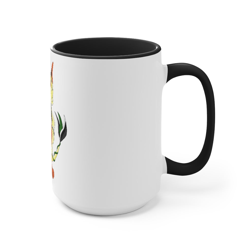 Ephanight Accent Mug featuring a white exterior with a colored interior, available in red, pink, and black options, showcasing its stylish design.