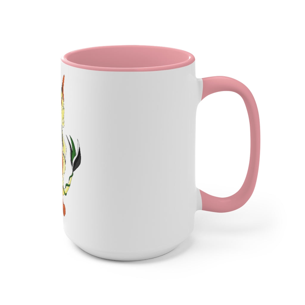 Ephanight Accent Mug featuring a white exterior with a colored interior, available in red, pink, and black options, showcasing its stylish design.