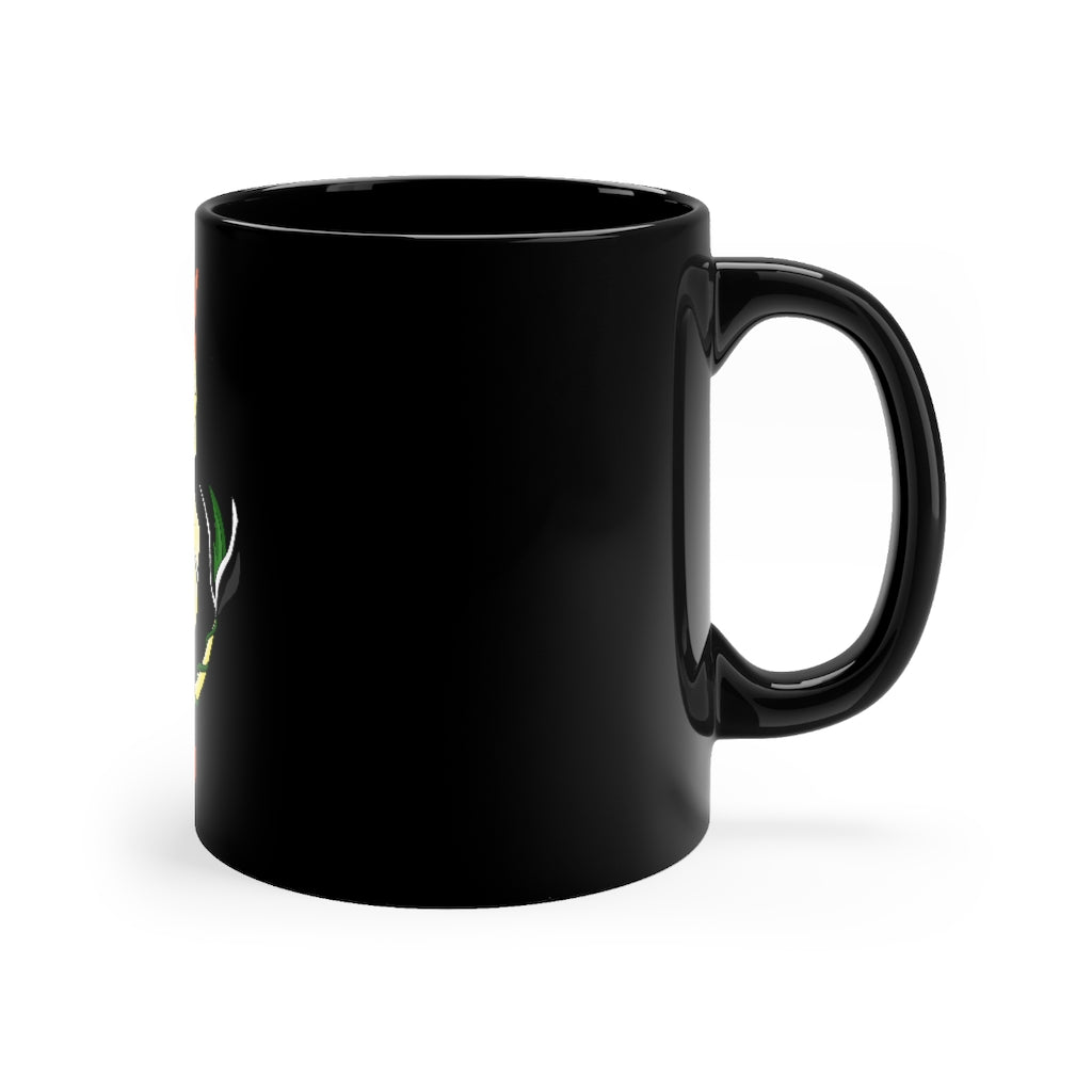 Ephanight Black Mug 11oz with rounded corners and C-handle, showcasing full-wrap decoration.