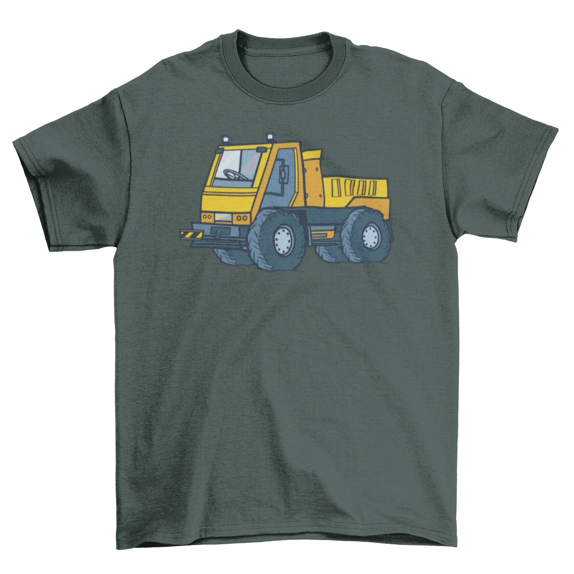 A stylish t-shirt featuring a detailed illustration of an equipment transporter, perfect for transport enthusiasts.