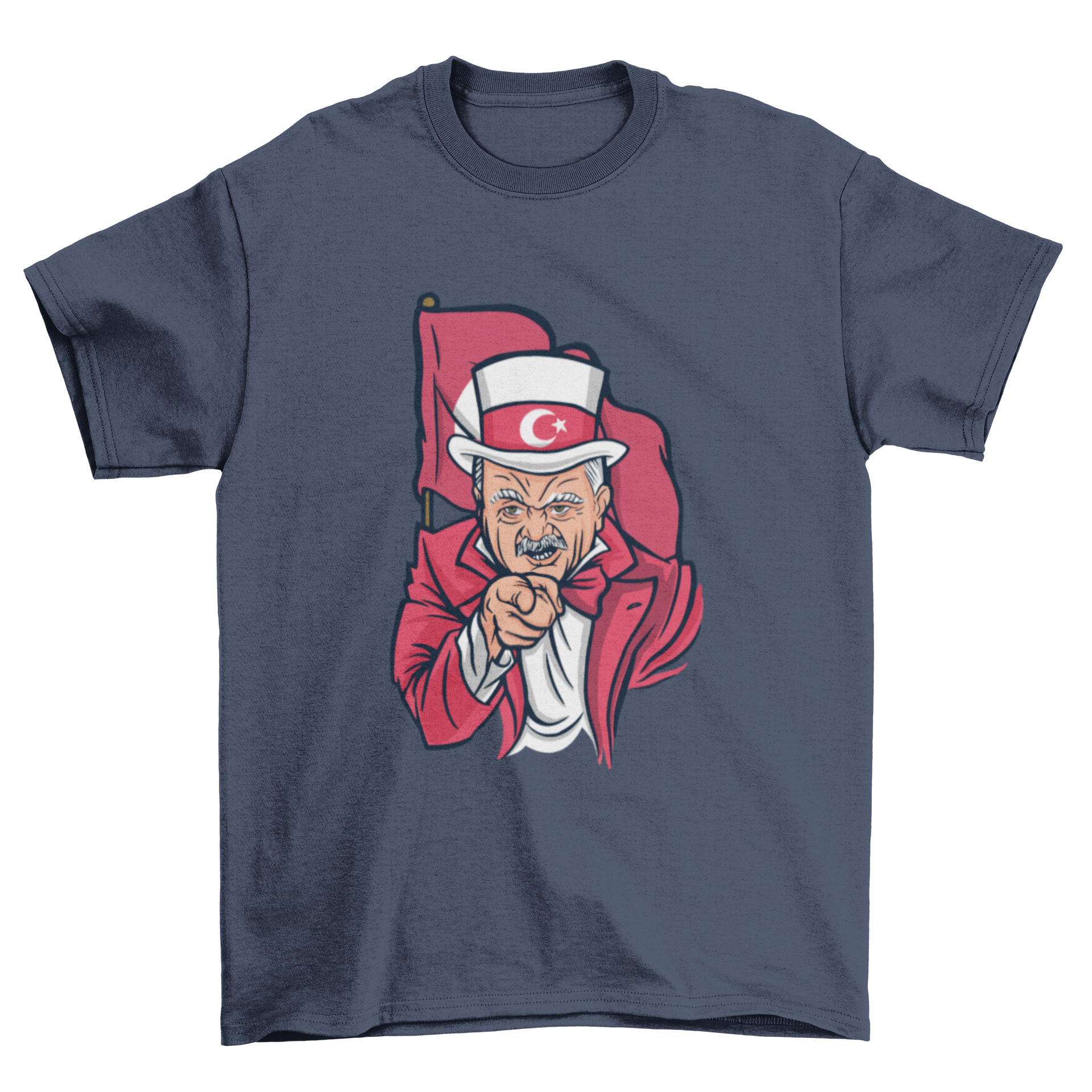 Erdogan Parody T-shirt featuring a humorous design of President Recep Erdogan styled like Uncle Sam.