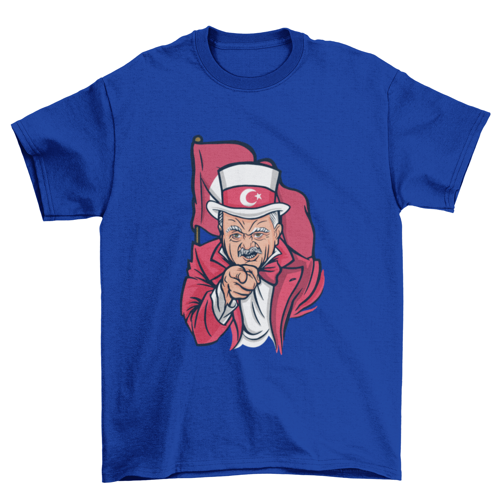 Erdogan Parody T-shirt featuring a humorous design of President Recep Erdogan styled like Uncle Sam.