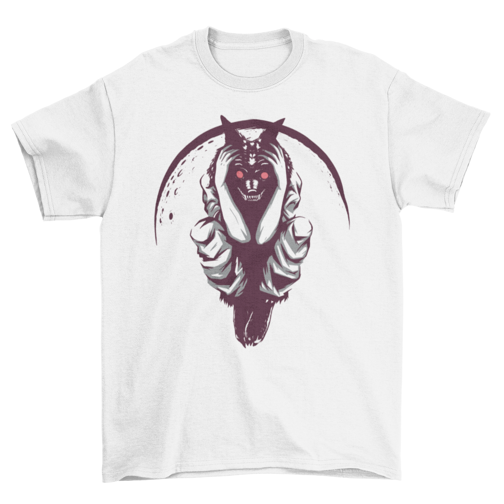 Evil werewolf t-shirt featuring a menacing werewolf design with red eyes, perfect for Halloween or casual wear.