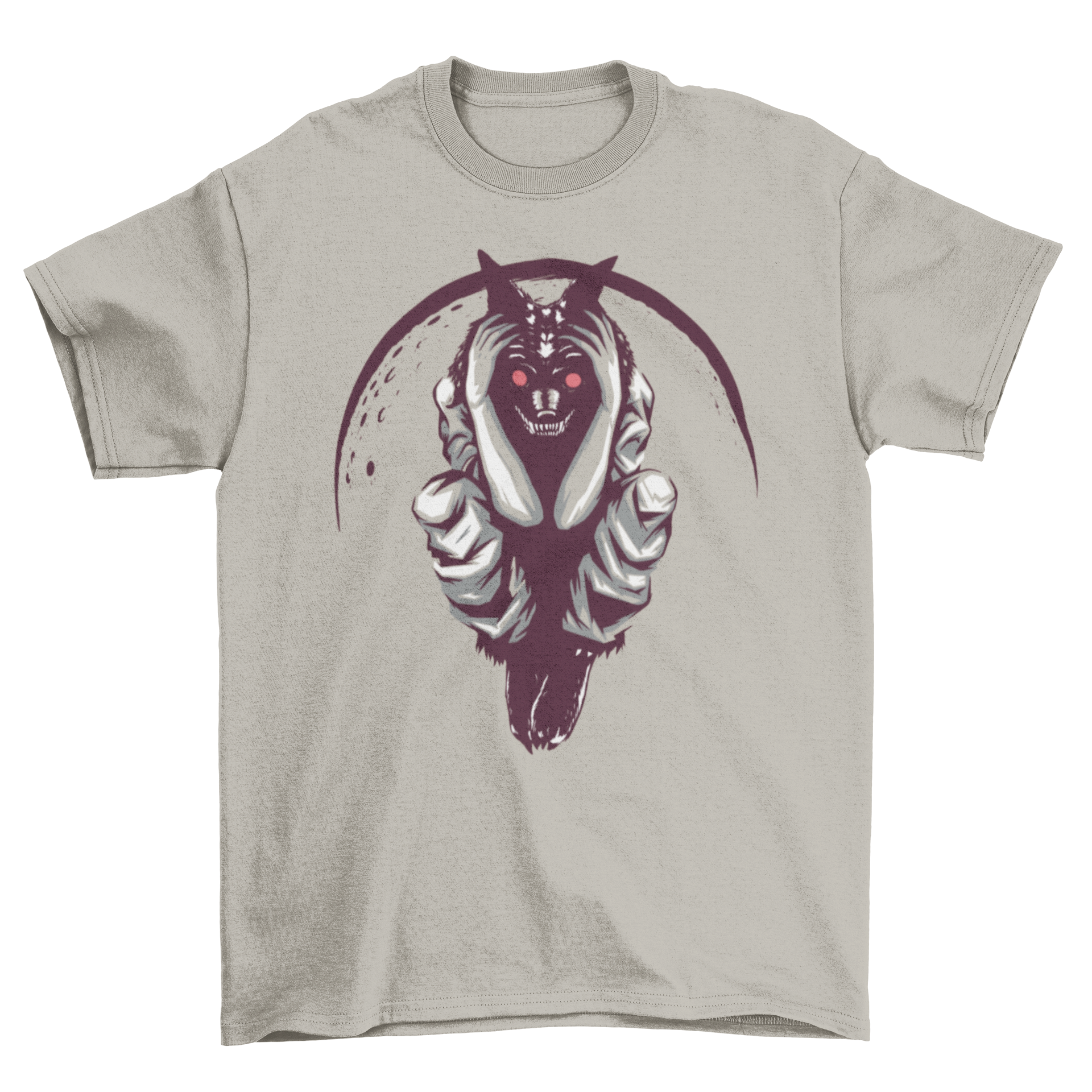 Evil werewolf t-shirt featuring a menacing werewolf design with red eyes, perfect for Halloween or casual wear.