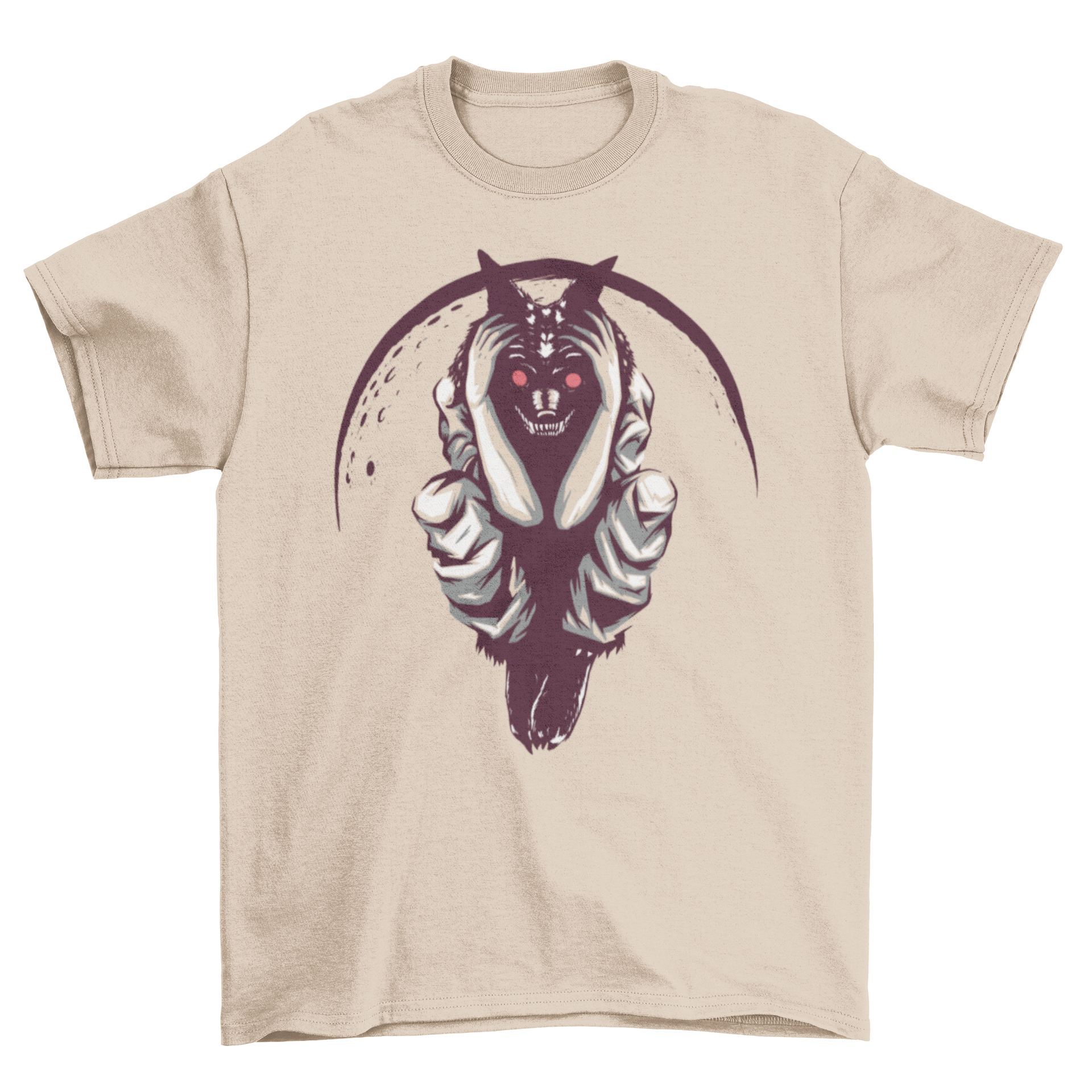 Evil werewolf t-shirt featuring a menacing werewolf design with red eyes, perfect for Halloween or casual wear.