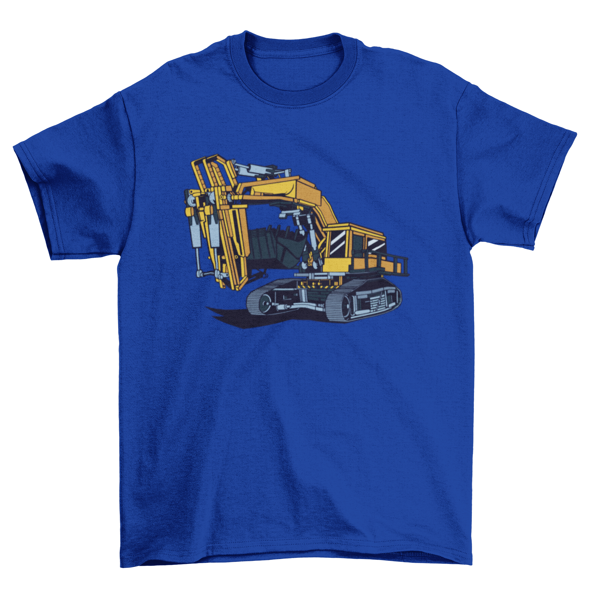 Excavator Machinery T-shirt design featuring a detailed excavator graphic on a comfortable fabric.