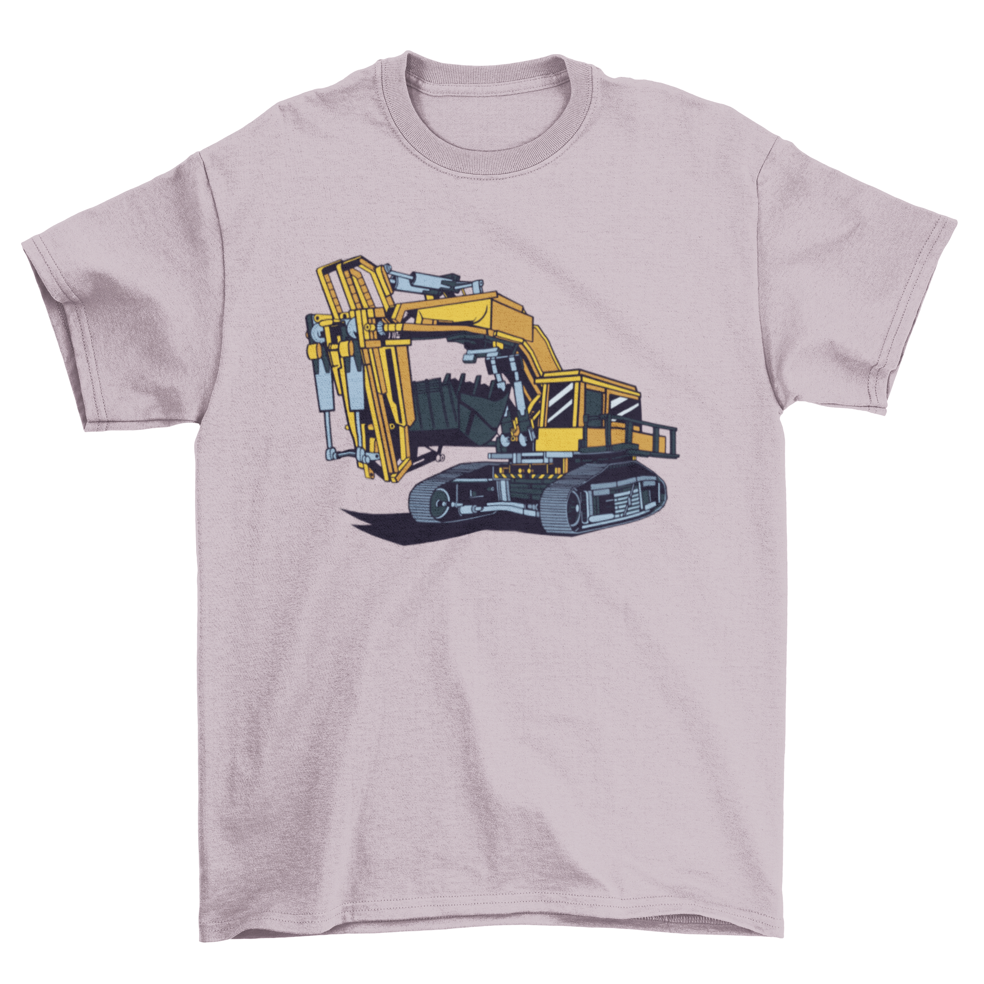 Excavator Machinery T-shirt design featuring a detailed excavator graphic on a comfortable fabric.