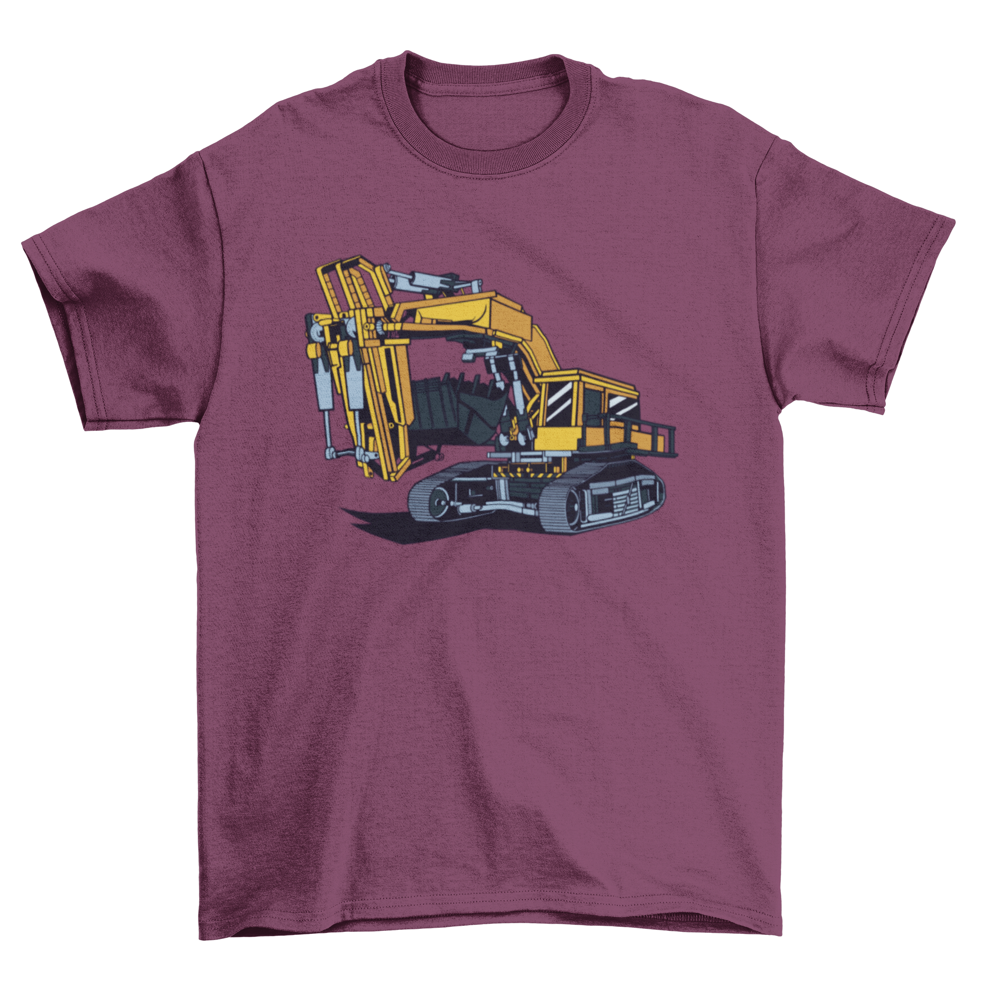 Excavator Machinery T-shirt design featuring a detailed excavator graphic on a comfortable fabric.