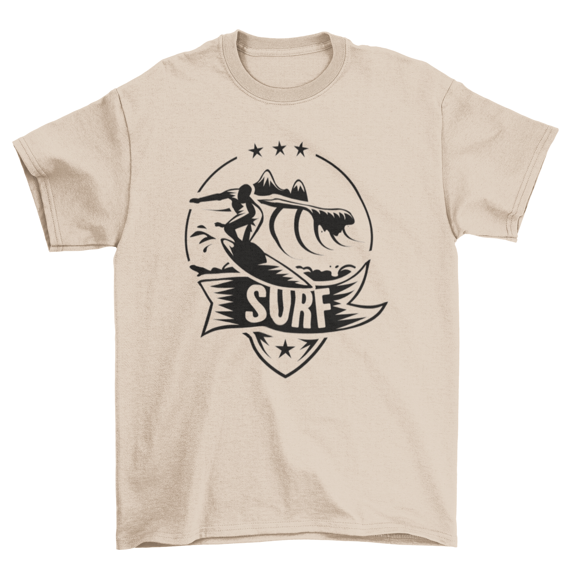 Extreme Surf Surfer Fashion T-shirt featuring a surfer silhouette riding waves, perfect for surf enthusiasts.