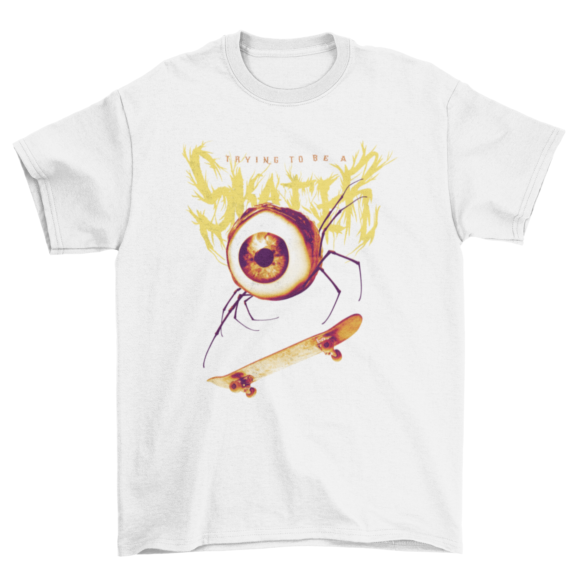 Eye in Skateboard Bizarre T-Shirt featuring an eye skateboarding with a quote.