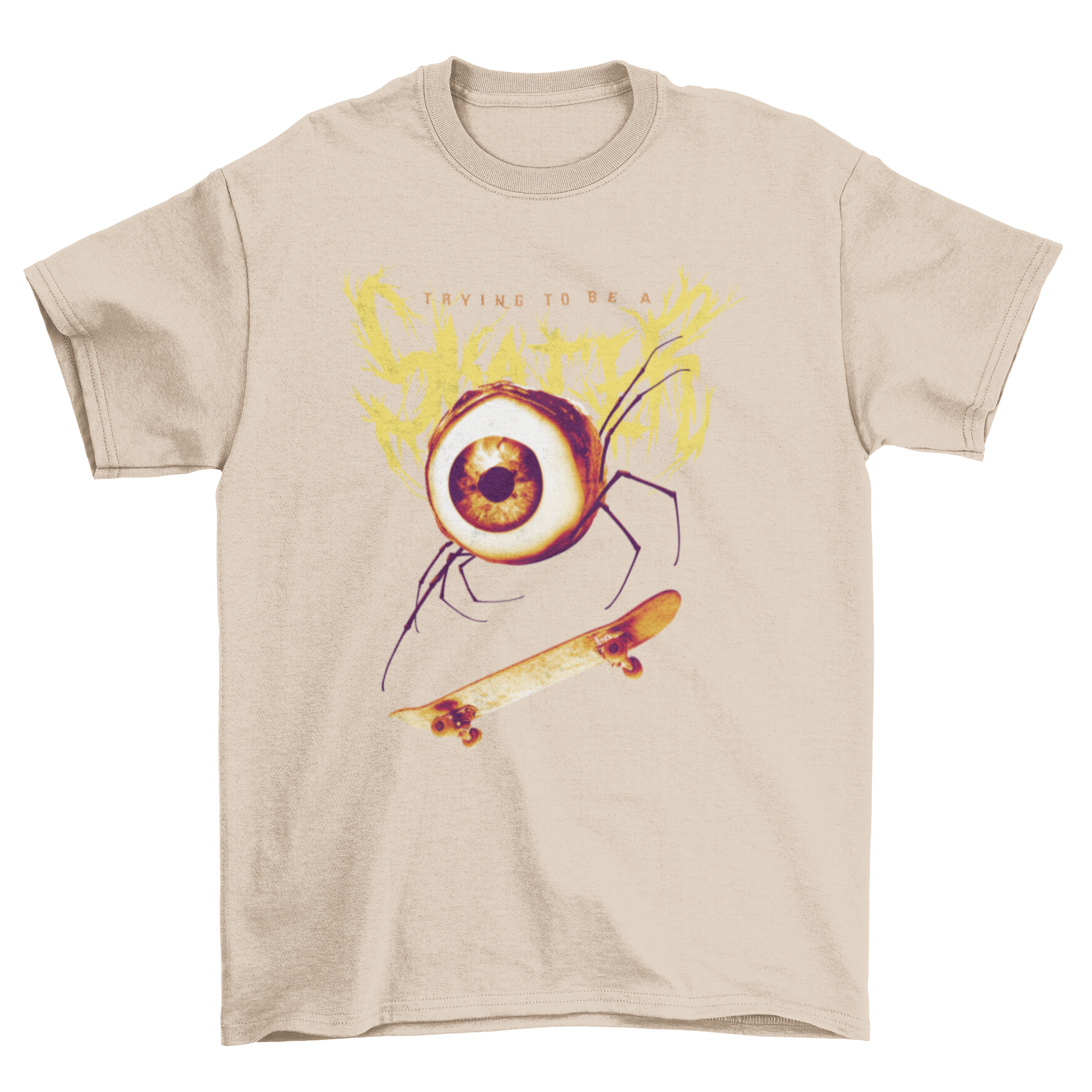 Eye in Skateboard Bizarre T-Shirt featuring an eye skateboarding with a quote.