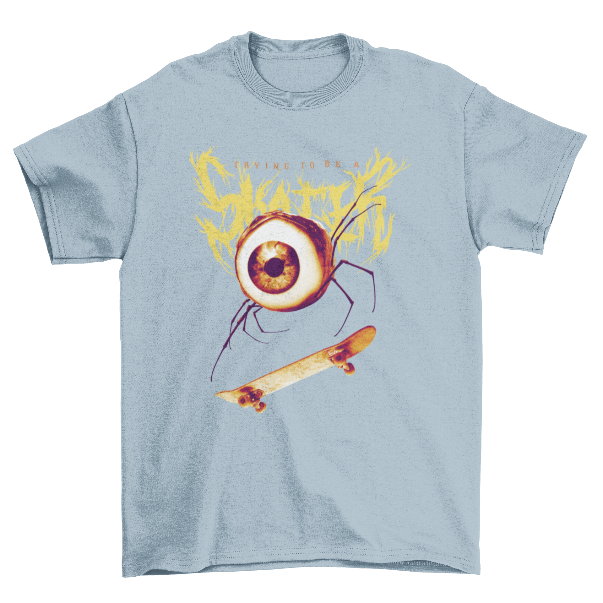 Eye in Skateboard Bizarre T-Shirt featuring an eye skateboarding with a quote.